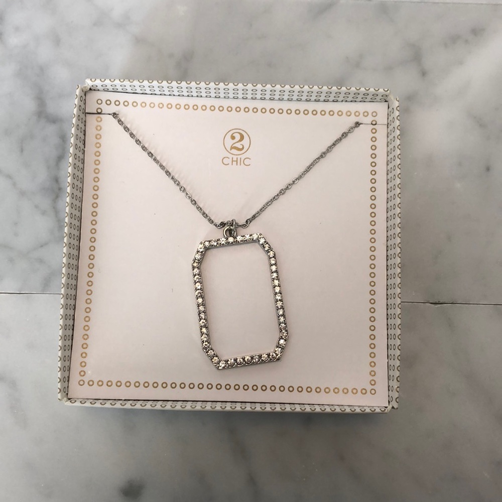 Crystal rectangle medallion necklace